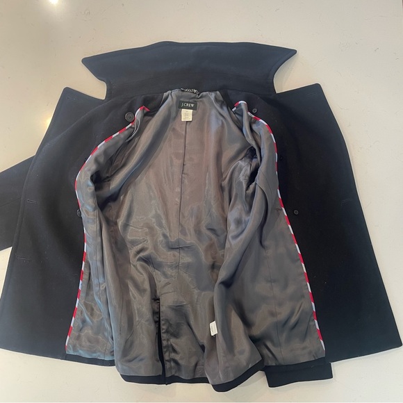 J Crew Womens M Black Wool Double Breasted Pea Coat Jacket Classic Thinsulate - Picture 3 of 10